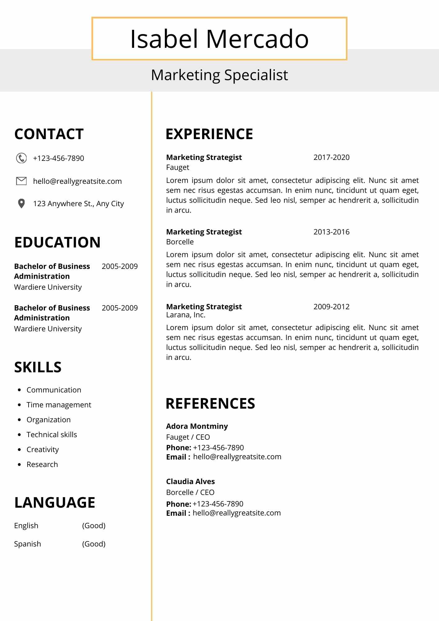 cv canadien gratuit modele 3